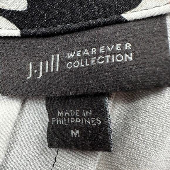 J Jill Wearever Collection Dress Womens Medium Black Floral Short Sleeve Stretch - Picture 8 of 14